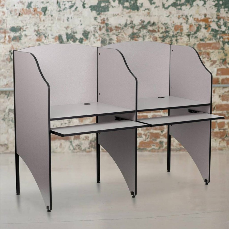 Flash Furniture Kevin Student Study Carrel - Gray Private Testing Desk for Classrooms & Exam Centers