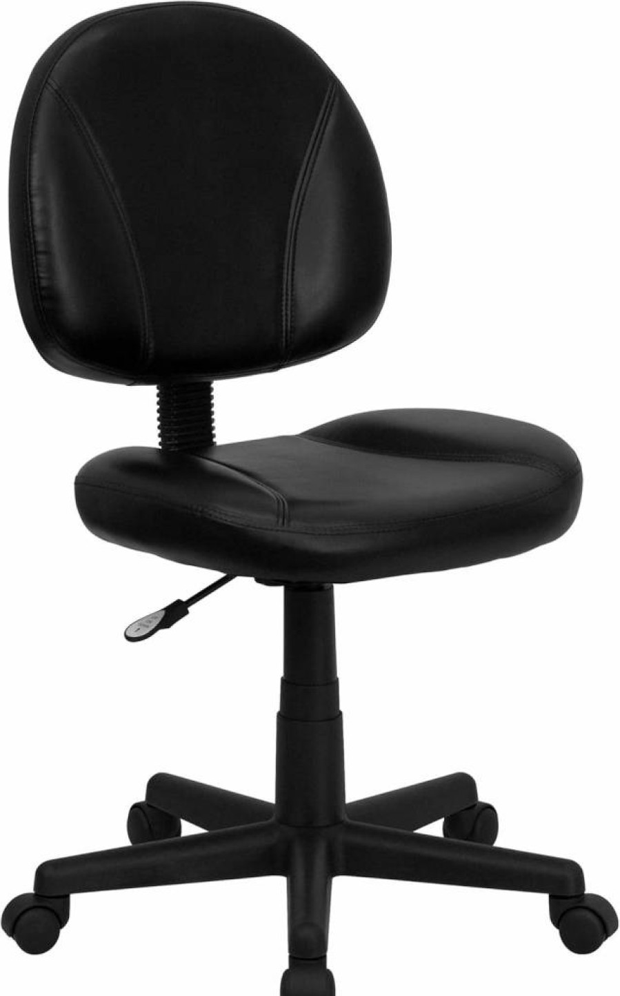Flash Furniture Ronald Mid-Back Ergonomic Office Chair - Black Leathersoft Swivel Task Chair with Adjustable Back Depth