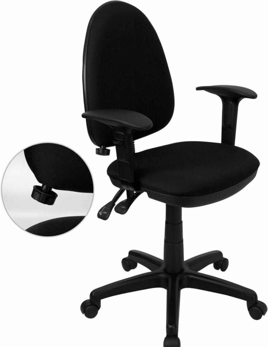 Flash Furniture Mid-Back Ergonomic Office Chair with Adjustable Lumbar Support, Burgundy Fabric, Swivel & Multifunction Task Chair