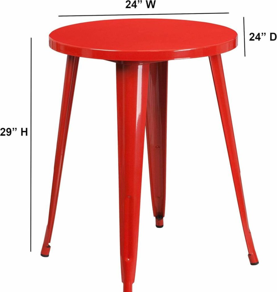 Flash Furniture 24-Inch Round Yellow Metal Table for Indoor & Outdoor Use - Commercial Grade Webb Series