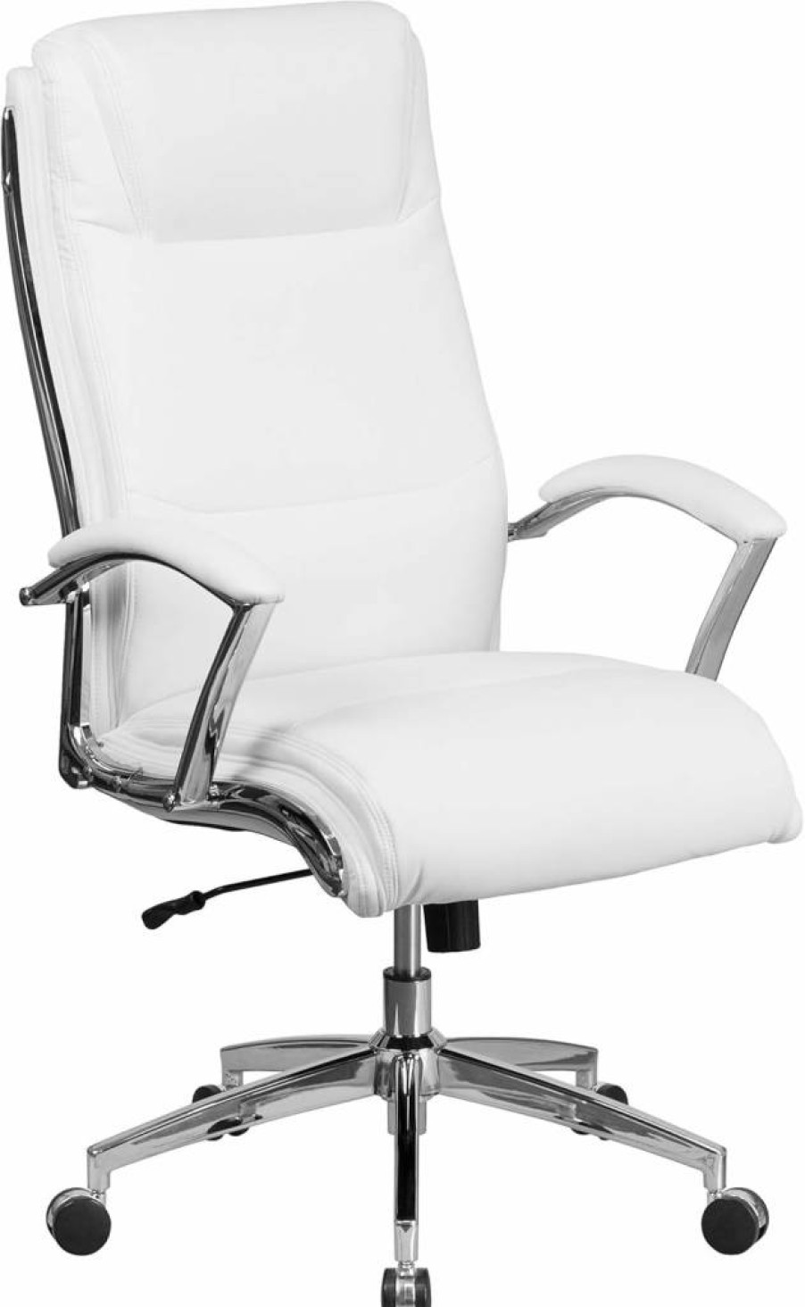 Flash Furniture Rebecca High Back Executive Office Chair - White LeatherSoft Upholstery, Swivel Base with Chrome Arms