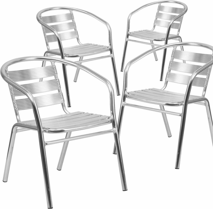 Flash Furniture Commercial Aluminum Stack Chair - Heavy Duty Triple Slat Back for Indoor & Outdoor Restaurant Use