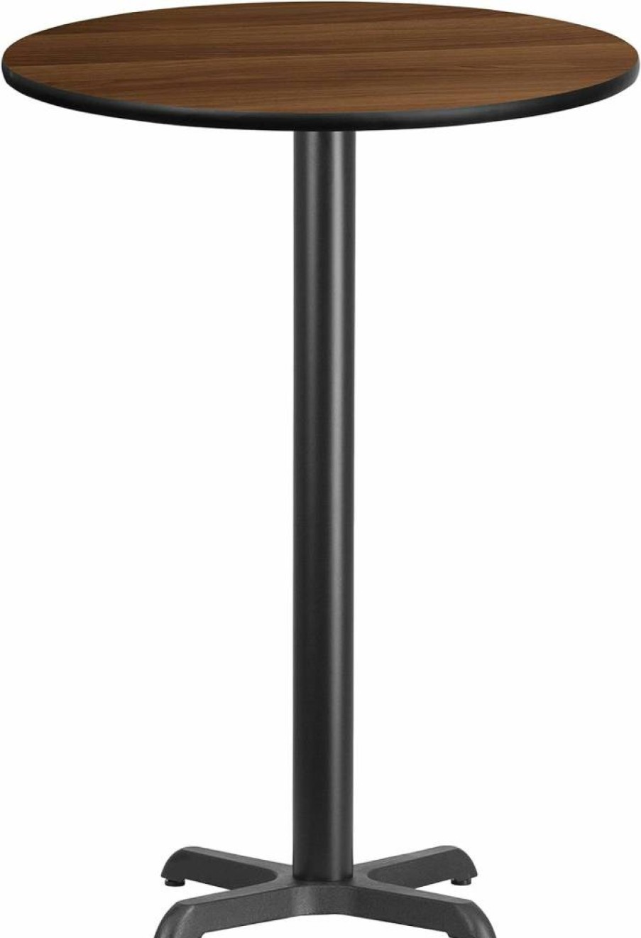 Flash Furniture 30-Inch Round Black Laminate Bar Table with 22x22 Inch Height-Adjustable Base
