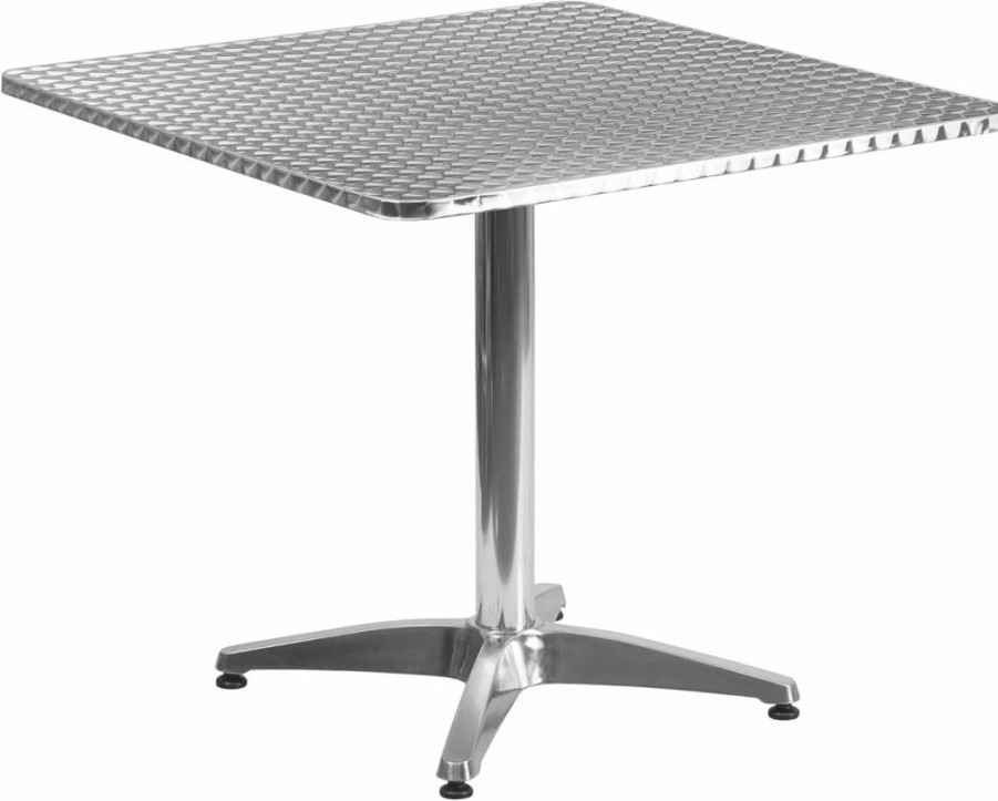 Flash Furniture Lila 31.5" Square Aluminum Patio Dining Set with 2 Slat Back Chairs for Indoor and Outdoor Use