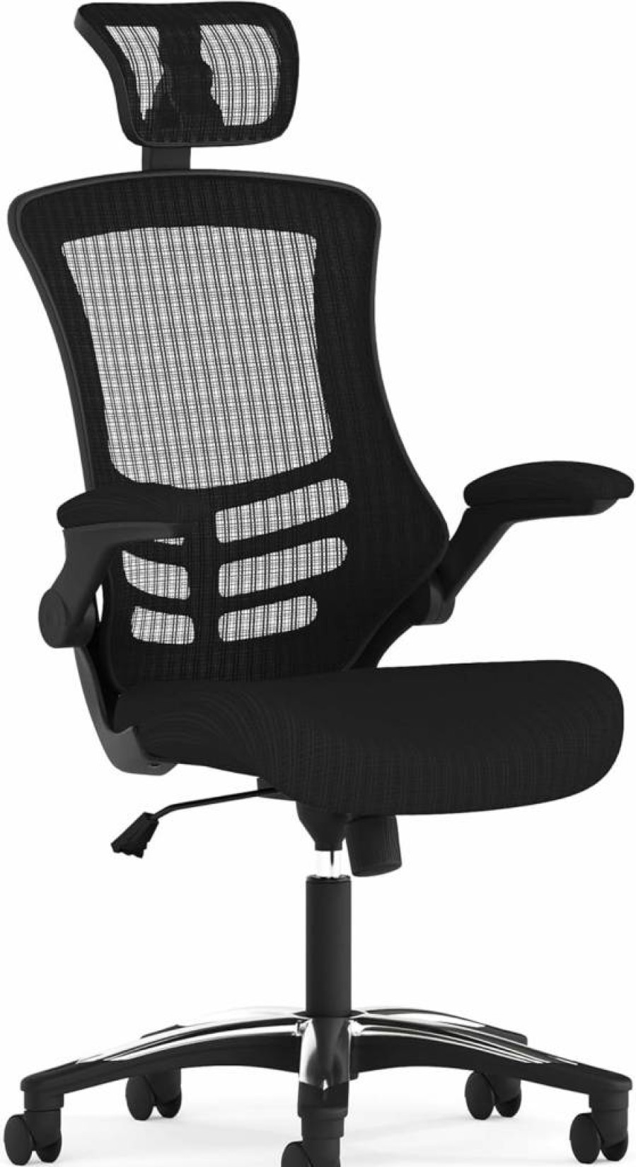 Flash Furniture Kelista Ergonomic Mesh Office Chair - High-Back Swivel Design with Adjustable Lumbar Support & Seat Height, Black Desk Chair