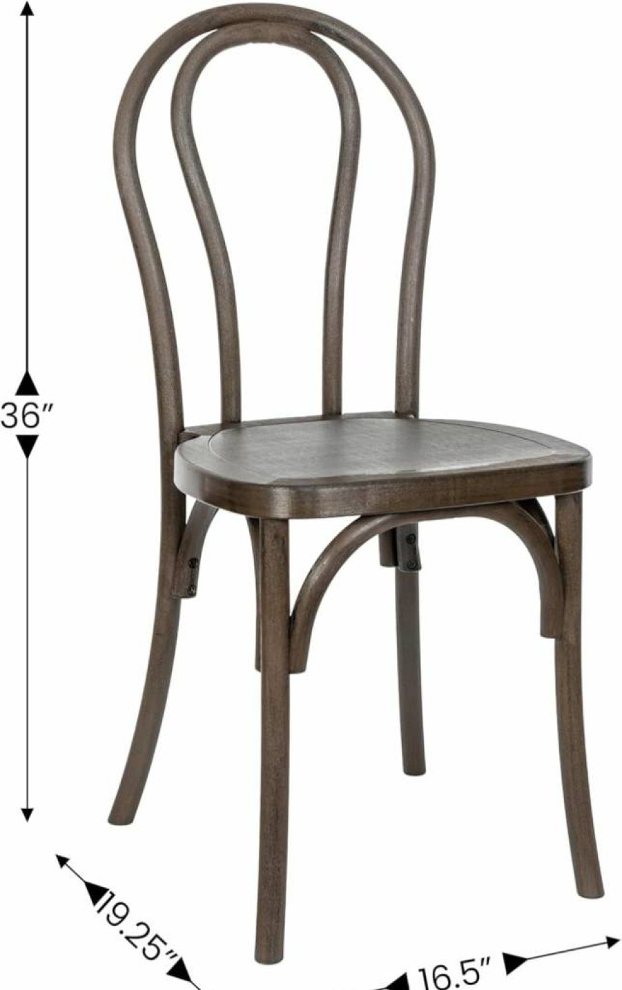 Flash Furniture Hercules Commercial Thonet-Style Chair - Dark Brown Weather-Resistant Indoor/Outdoor Lightweight Wood-Look Chair for Versatile Use