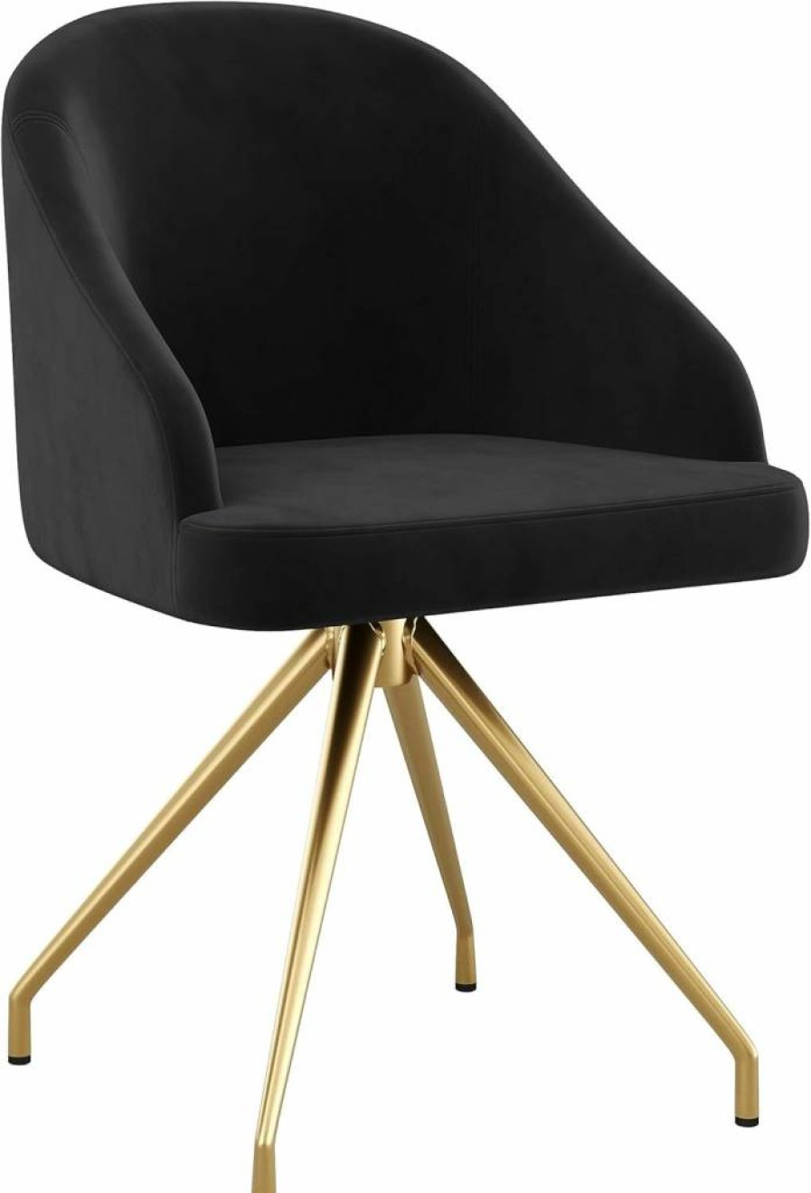 Martha Stewart Swivel Office Chair - Gray Velvet Upholstery with Oil-Rubbed Bronze Frame, Sloped Arms, Ergonomic Task Chair for Home Workspace