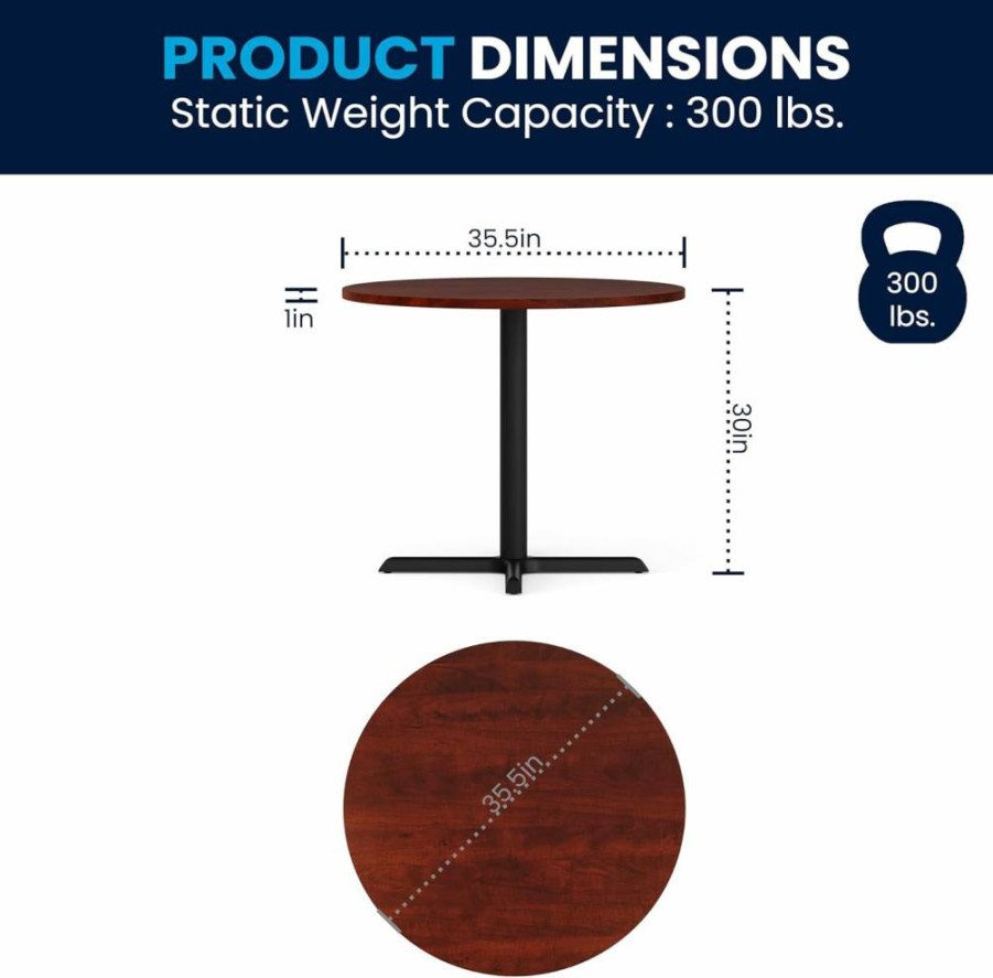 Flash Furniture Chapman 36-Inch Round Conference Table - Cherry Finish Office Meeting Table for Business & Conference Rooms