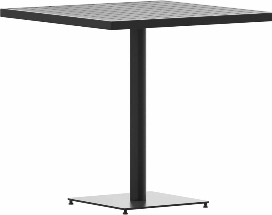 Flash Furniture 30" Square Outdoor Bistro Table - Commercial Patio Dining Table in Faux Gray Wash Teak Poly
