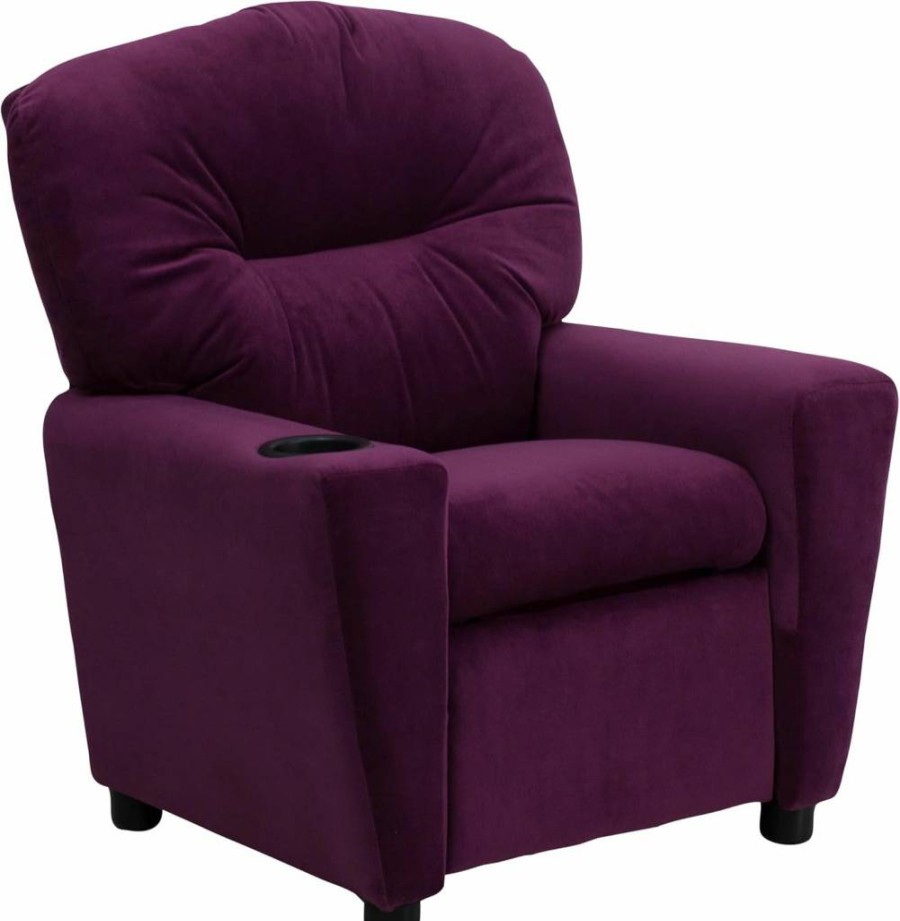 Flash Furniture Kids Recliner Chair - Lavender Vinyl Reclining Chair with Cup Holder, Safety Recline, Supports 90 Lbs, Modern Children's Recliner