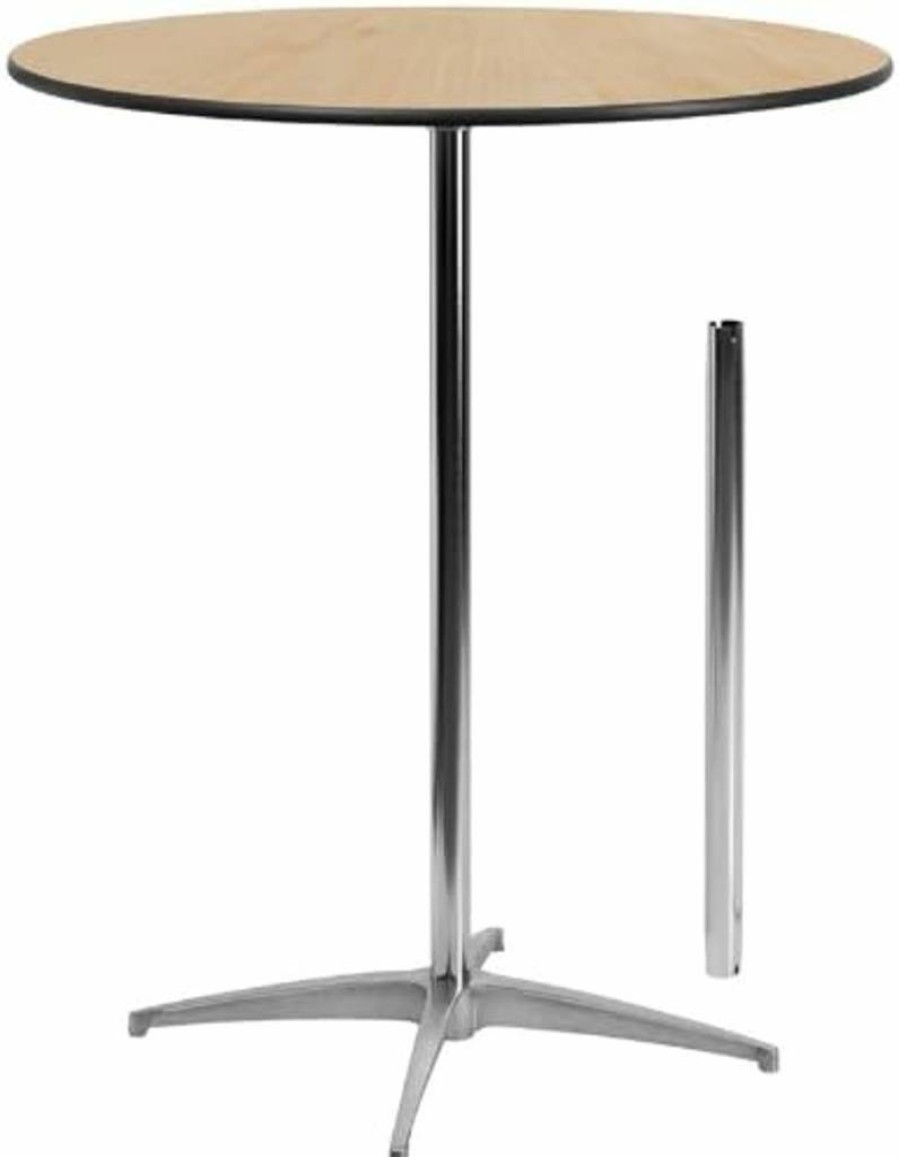 Flash Furniture 36-Inch Round Wood Cocktail Table with Adjustable Height Columns (30" & 42")