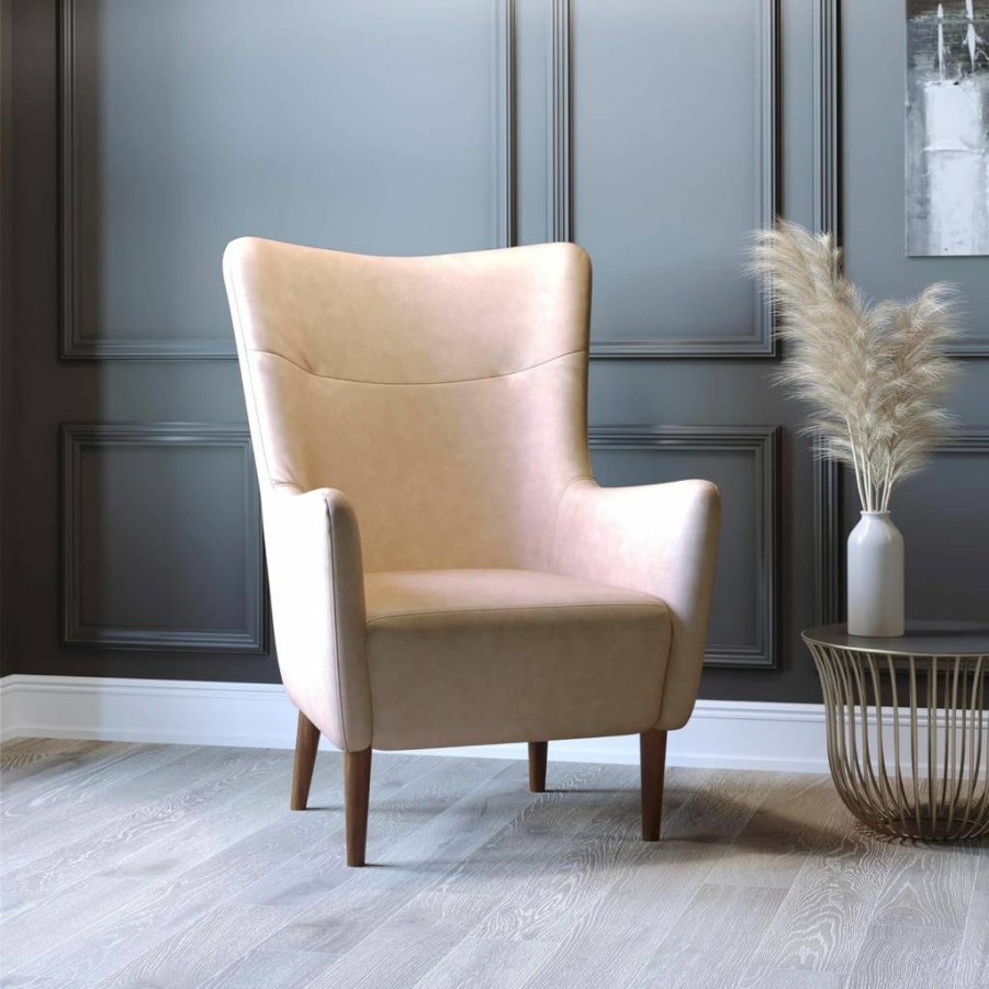 Flash Furniture Connor Dark Gray Faux Leather Wingback Accent Chair with Wooden Frame - Commercial Grade Office Living Room Seating