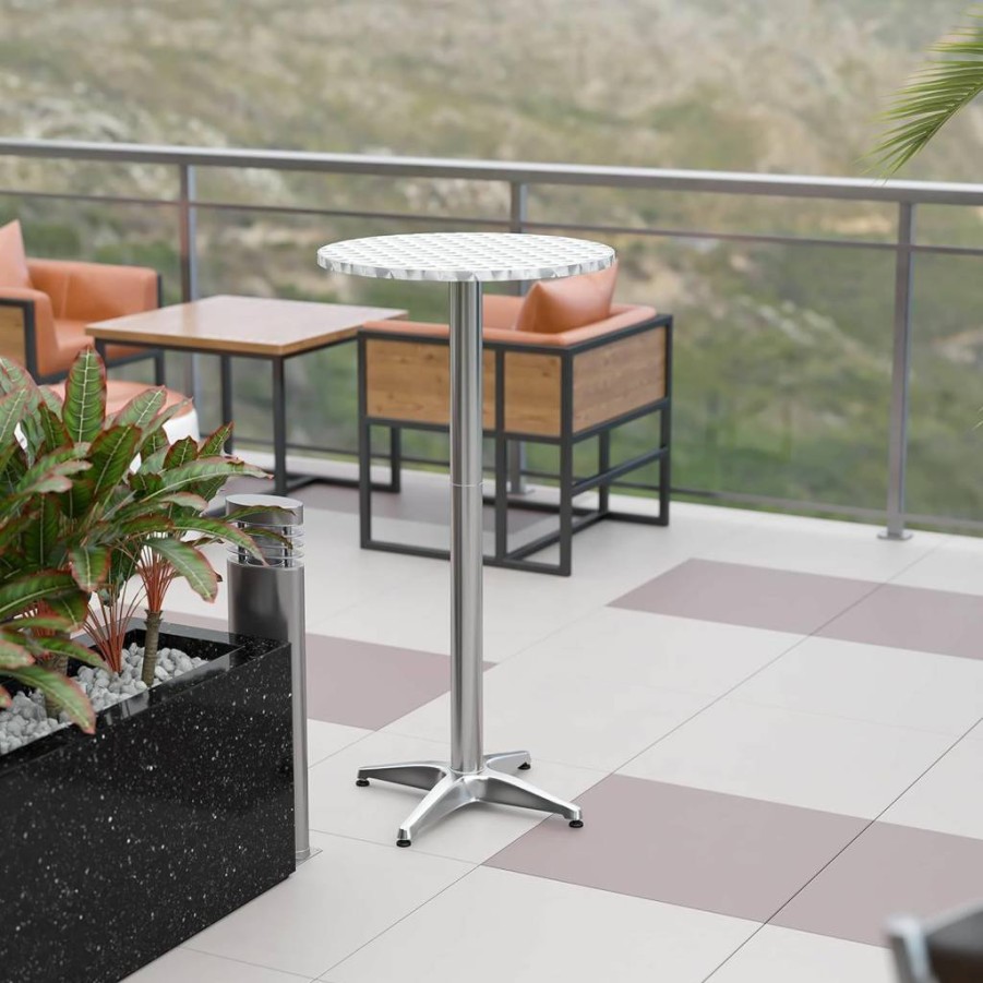 Flash Furniture 23.5" Round Aluminum Bar Table - Indoor/Outdoor Patio Height Table - Mellie Metal Bistro Table