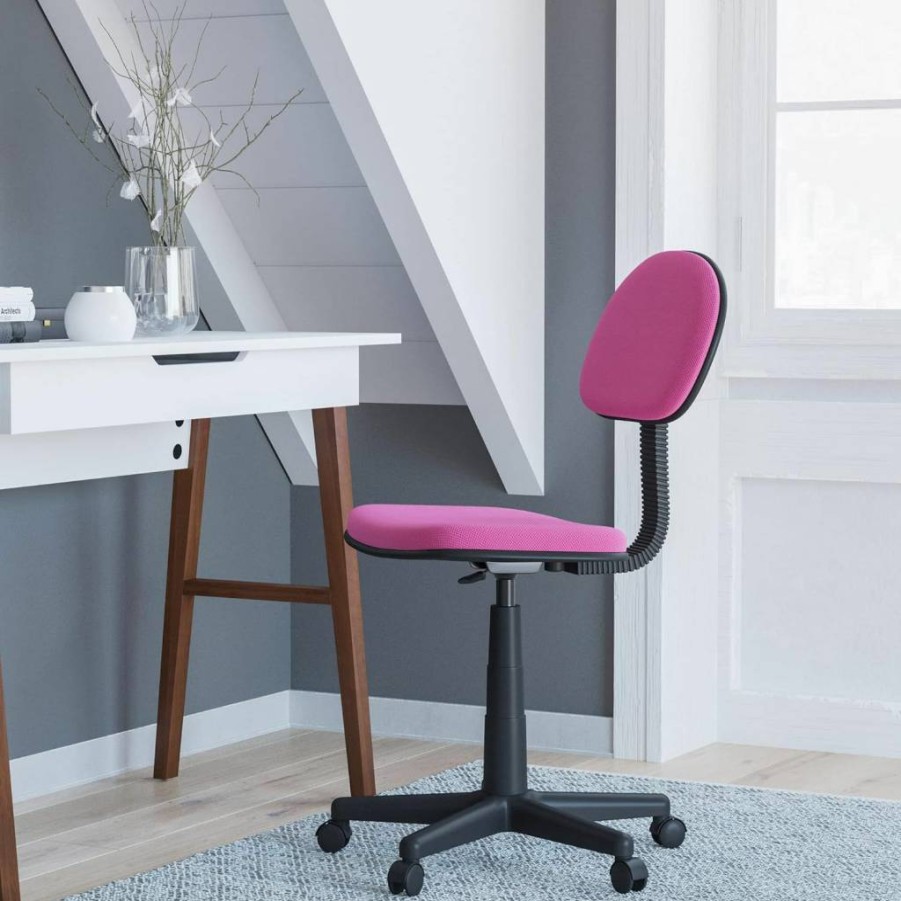 Flash Furniture Harry Adjustable Light Orange Swivel Task Chair with Padded Mesh Seat & Back - Low Back Office Student Study Chair for Homeschool