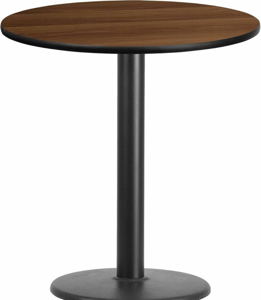 Flash Furniture 24-Inch Round Mahogany Laminate Dining Table with 18-Inch Height Adjustable Base