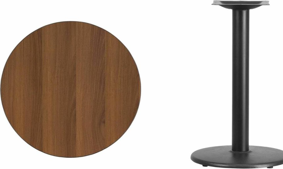 Flash Furniture 24-Inch Round Mahogany Laminate Dining Table with 18-Inch Height Adjustable Base