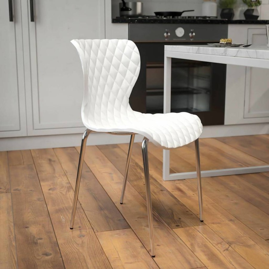 Flash Furniture Lowell Purple Plastic Stack Chair - Contemporary Design, Lightweight & Durable for Indoor/Outdoor Use
