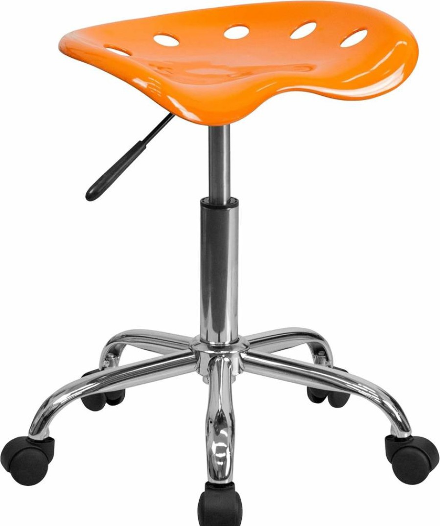 Flash Furniture Taylor Vibrant Orange Tractor Seat Stool with Chrome Base