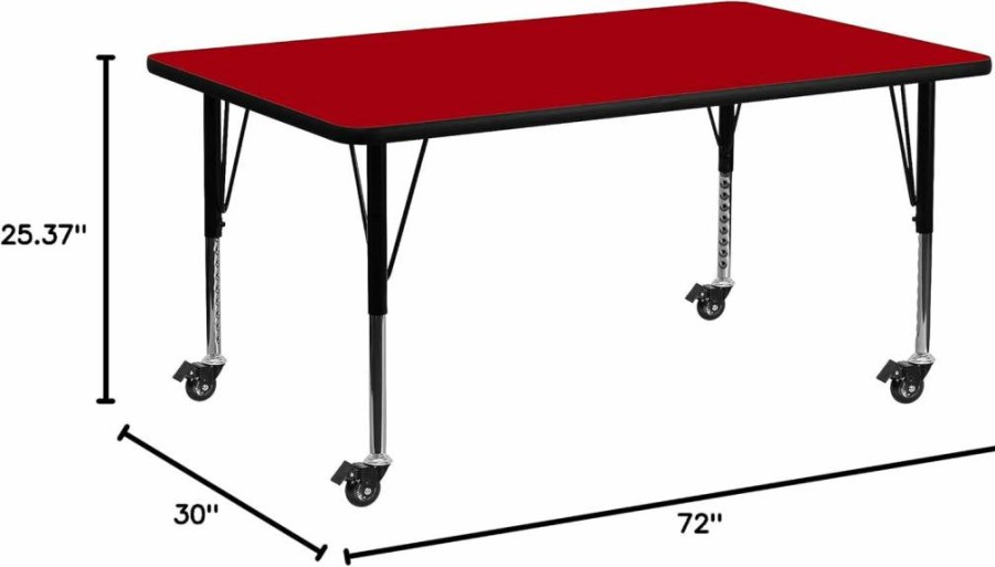 Flash Furniture 30x72 Inch Rectangular Grey Activity Table for Work or School, Durable and Lightweight, 30W x 72L, Gray