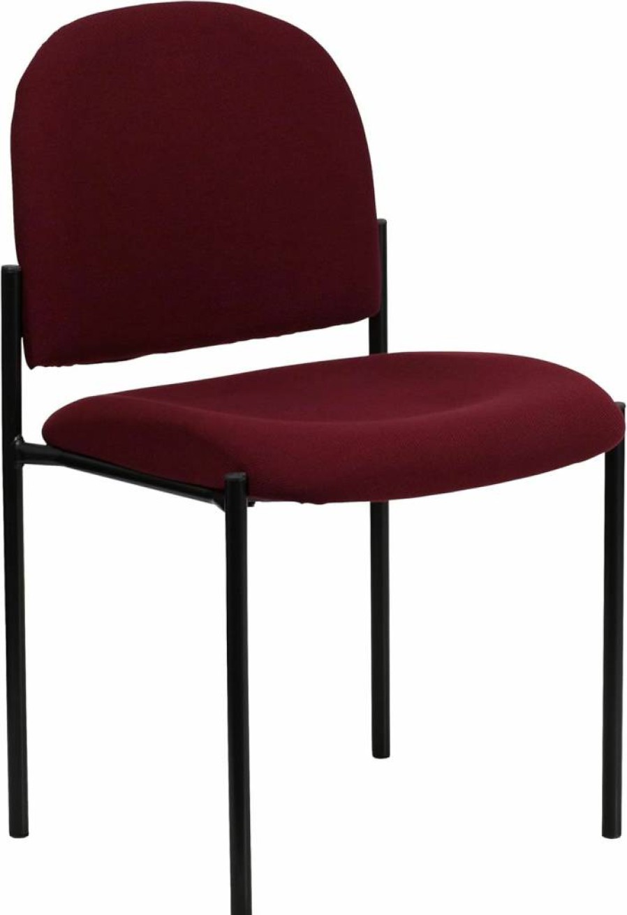 Flash Furniture Tania Modern Stackable Chair - Vinyl Upholstered Reception Side Chair with Padded Seat for Office or Living Room, Black