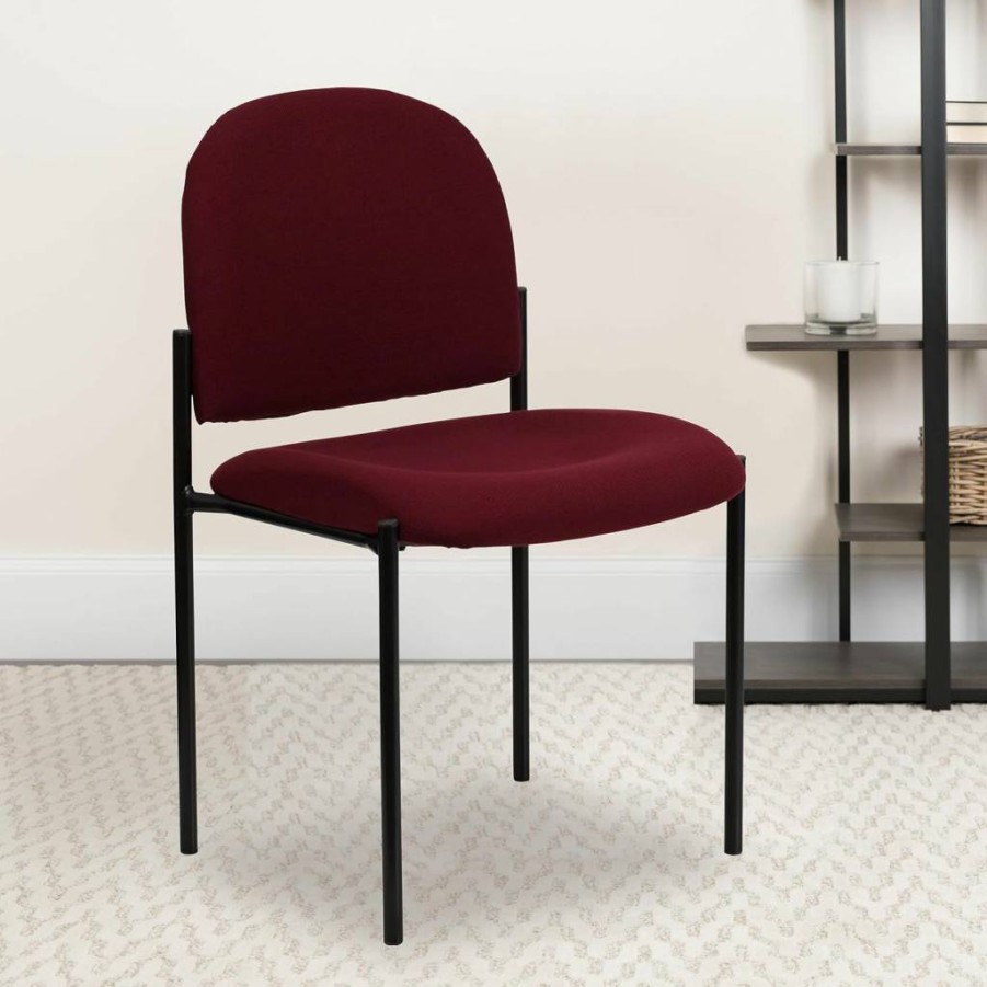 Flash Furniture Tania Modern Stackable Chair - Vinyl Upholstered Reception Side Chair with Padded Seat for Office or Living Room, Black