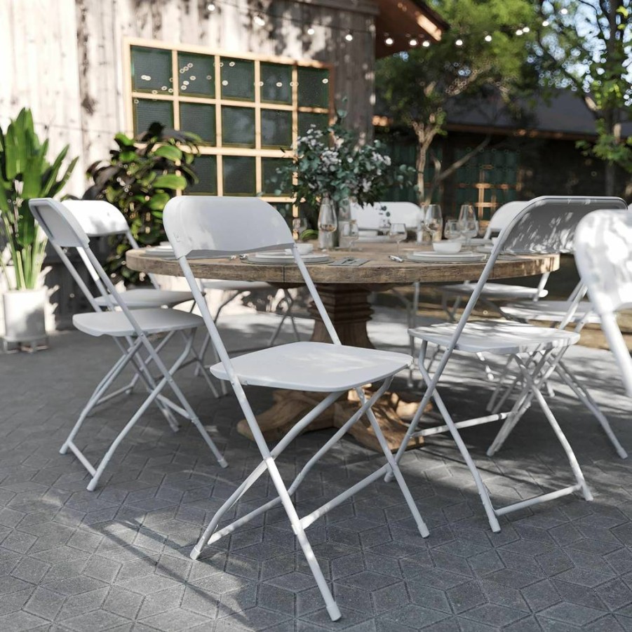 Flash Furniture Elon 6-Foot White Plastic Folding Table - Portable Rectangular Banquet Table for Indoor & Outdoor Events