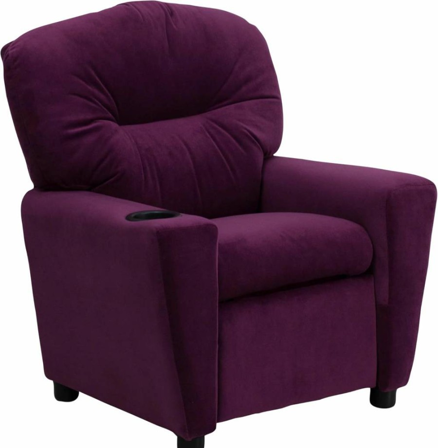 Flash Furniture Kids Recliner Chair - Vinyl Hot Pink Reclining Chair with Cup Holder, Safety Recline, Supports 90 Lbs, Contemporary Design for Children