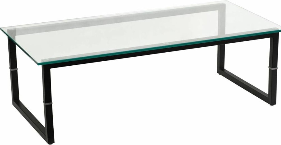 Flash Furniture Modern Glass Top Coffee Table - 15.5" Height x 47" Length x 23.5" Width - Contemporary Living Room Center Table