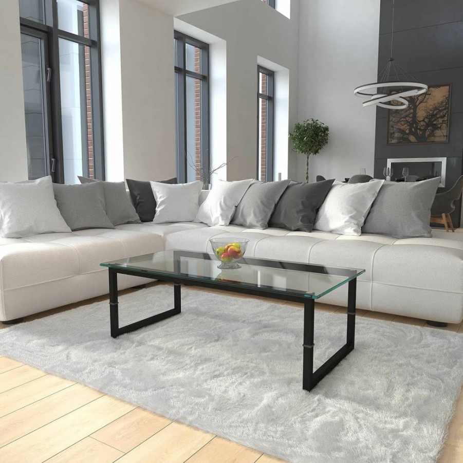 Flash Furniture Modern Glass Top Coffee Table - 15.5" Height x 47" Length x 23.5" Width - Contemporary Living Room Center Table