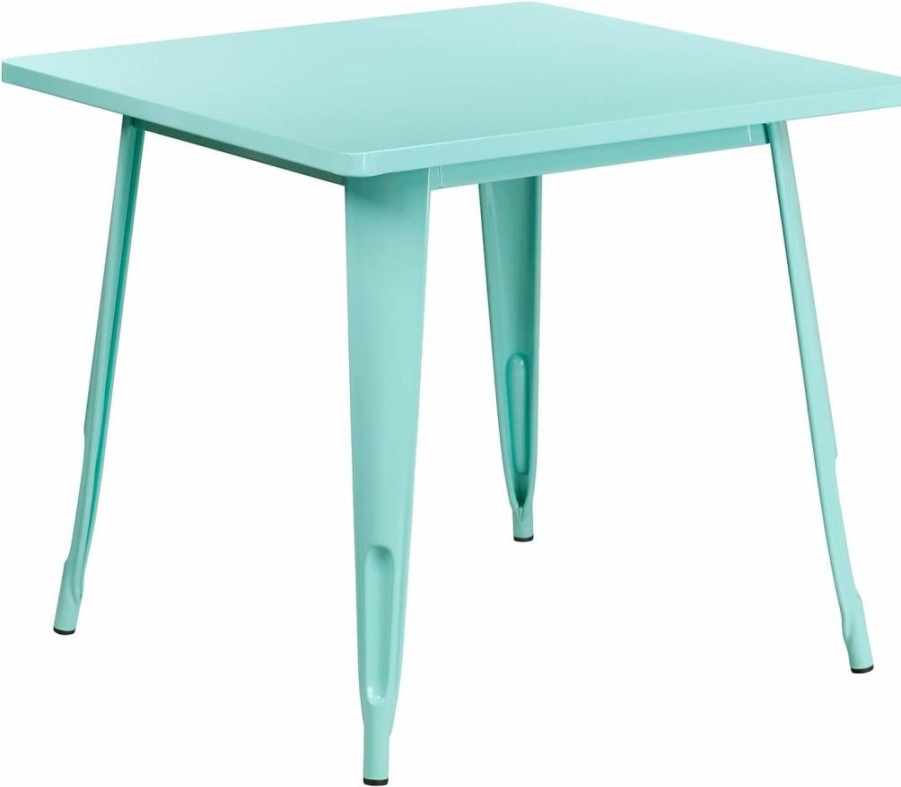 Flash Furniture Felix 31.5" Square Metal Table - Commercial Grade, Indoor-Outdoor Use, Red Finish