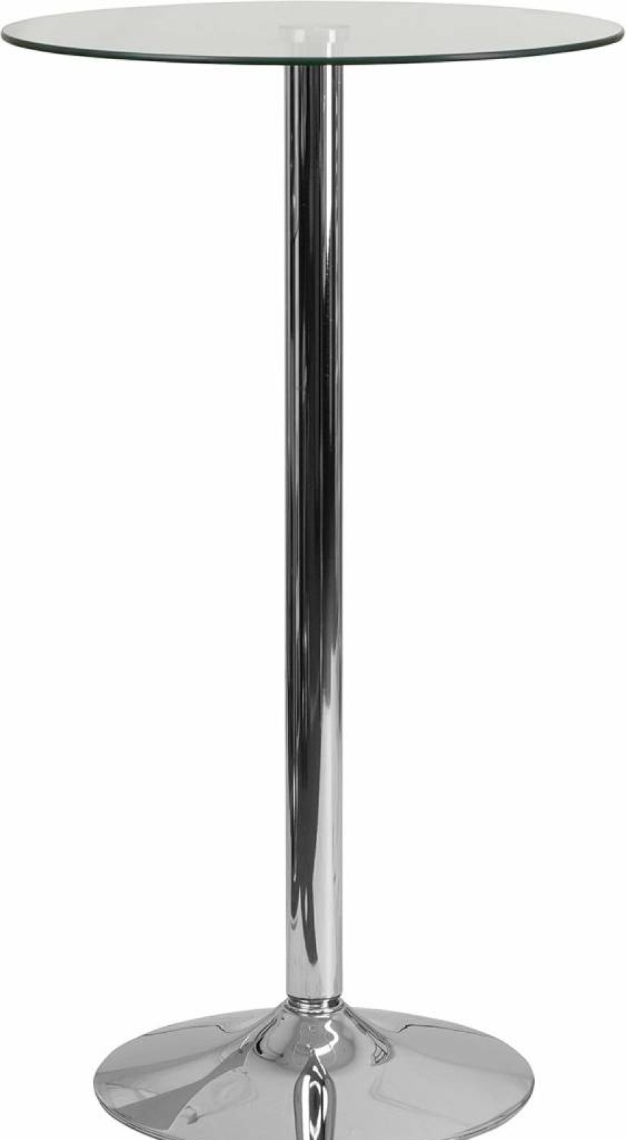 Flash Furniture 23.75-Inch Round Glass Top Dining Table with 41.75-Inch Chrome Metal Base - Modern Kitchen or Breakfast Table