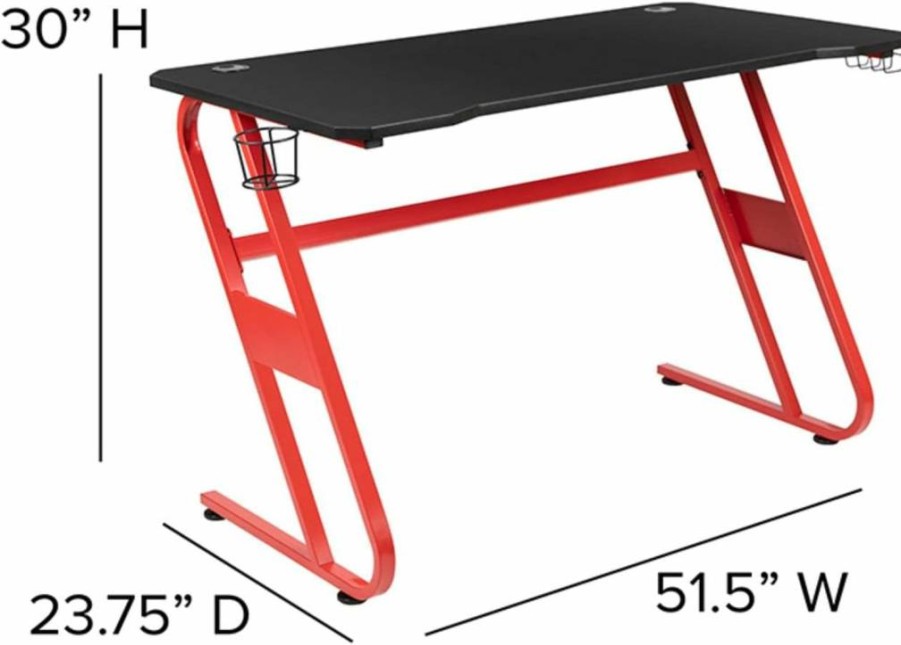 Flash Furniture Black Gaming Desk and Chair Set with Cup Holder, Headphone Hook, Monitor Stand, and Adjustable Footrest
