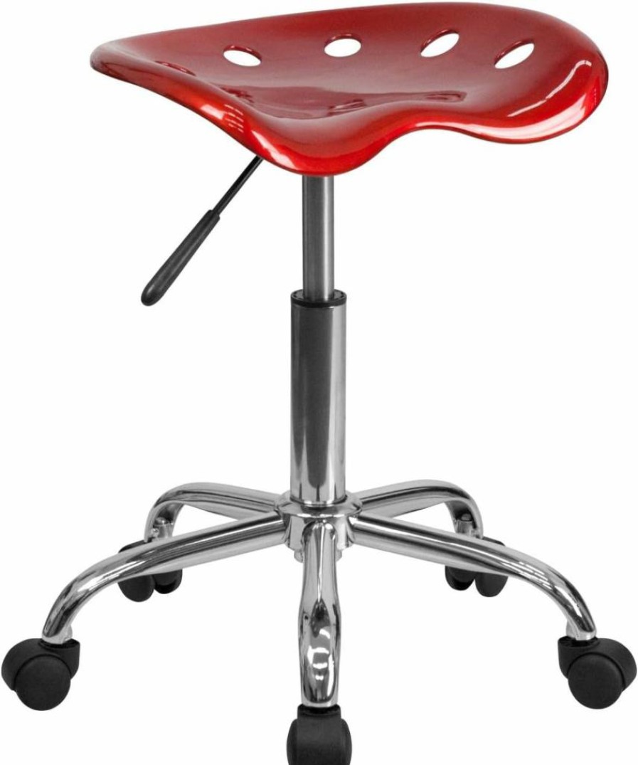 Flash Furniture Taylor Vibrant Wine Red Tractor Seat Stool with Chrome Base - Bar Stool, Counter Stool, Diner Stool
