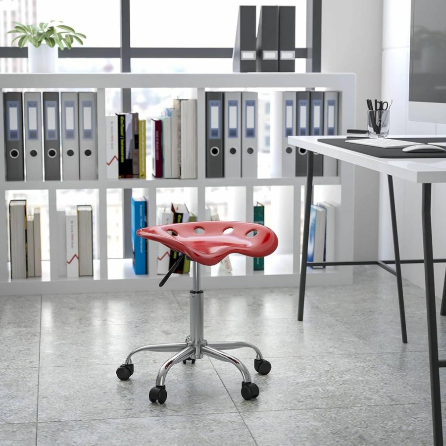 Flash Furniture Taylor Vibrant Wine Red Tractor Seat Stool with Chrome Base - Bar Stool, Counter Stool, Diner Stool