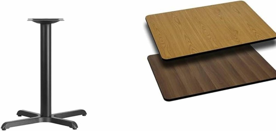 Flash Furniture Commercial X-Base Restaurant Table 30" x 23.75" with Cast Iron Base, Black - Heavy Duty Dining Table for Business Use