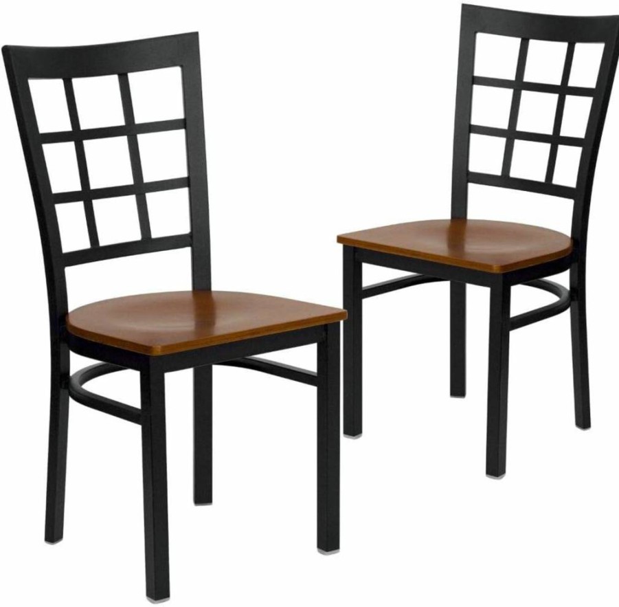 Flash Furniture Hercules Series Modern Black Metal Restaurant Chair - Armless Upholstered Dining Chair for Kitchen, Cafe & Commercial Use