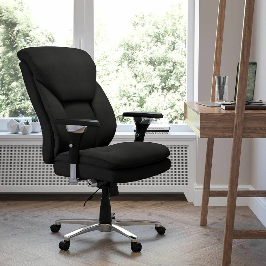 Flash Furniture Hercules Series Extra Wide High-Back Executive Office Chair - Swivel Ergonomic Design with Padded Seat and Arms, Black