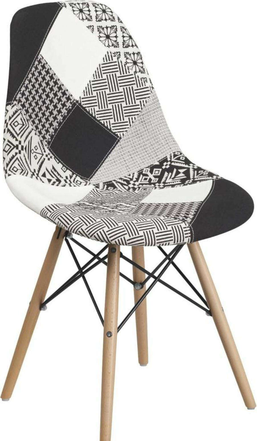 Flash Furniture 2-Pack Elon Series Fabric Chairs with Wooden Legs, Milan Patchwork Design, Comfortable Seating for Home or Office