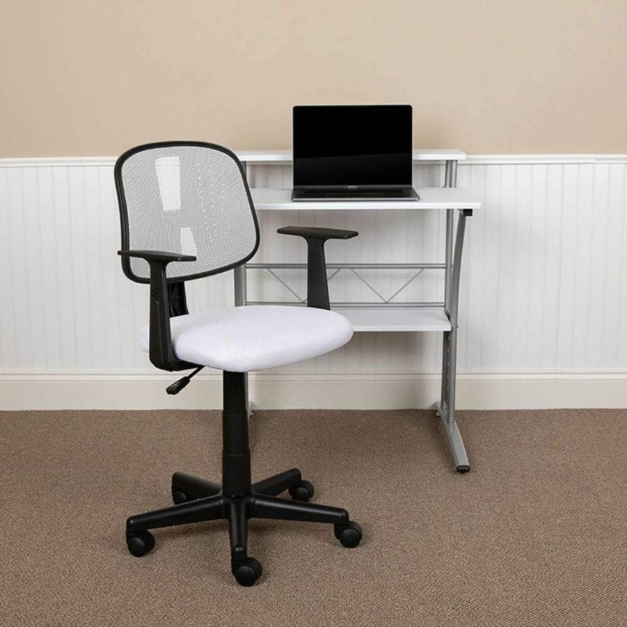 Flash Furniture Mid-Back Black Mesh Office Chair with Swivel & Adjustable Arms, Ergonomic Task Chair for Home & Workspace