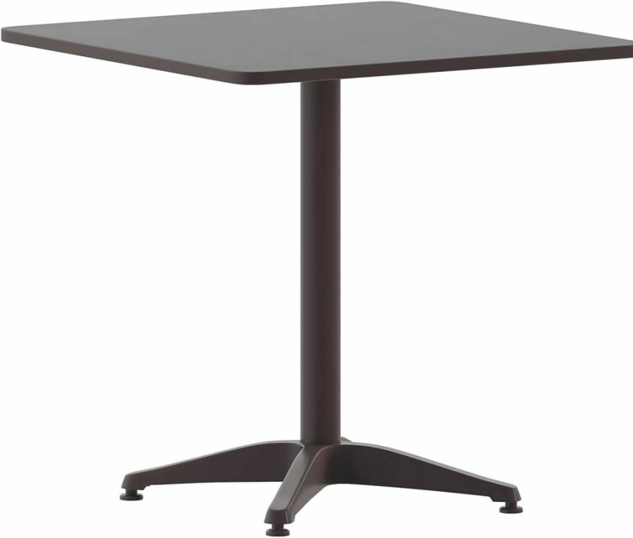 Flash Furniture Mellie 23.5" Square Aluminum Patio Table with Base - Indoor-Outdoor Use, 27.5" Height, Weather-Resistant