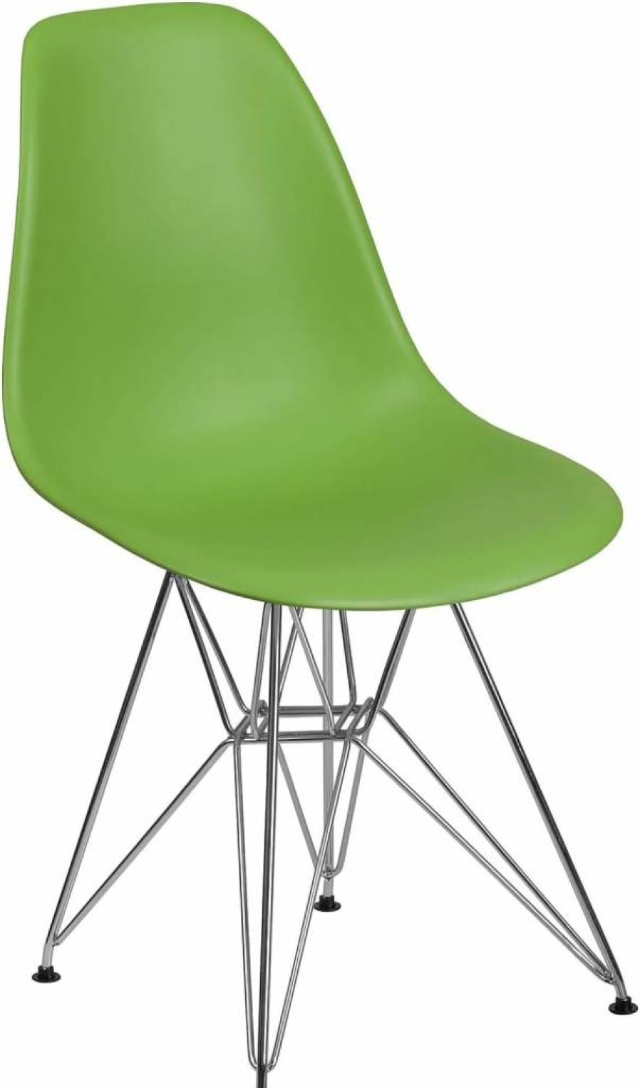 Flash Furniture Elon White Plastic Stackable Chair with Chrome Metal Base – Modern Office & Dining Chair