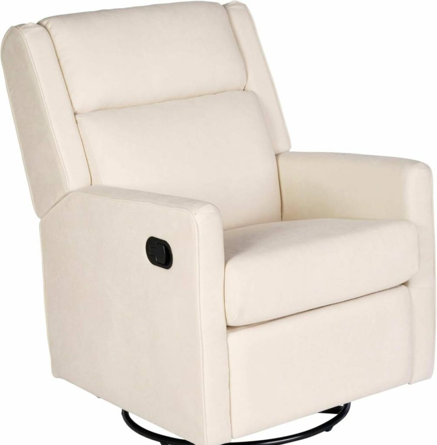 Flash Furniture Cream Fabric Swivel Recliner Chair - 360 Degree Swivel Glider Rocker with Manual Recline for Living Room, Bedroom, Nursery