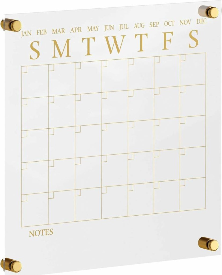 Martha Stewart Grayson 14" Square Acrylic Dry Erase Wall Calendar - Clear with Black Print & Included Marker