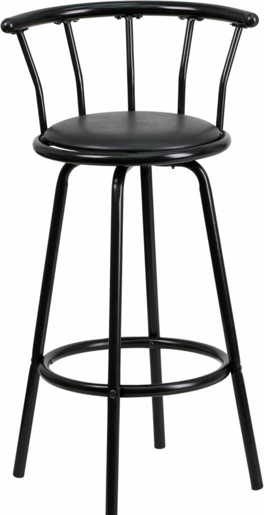Flash Furniture Charla Swivel Bar Stool - Black Metal Frame with Vinyl Seat, Crown Back Design
