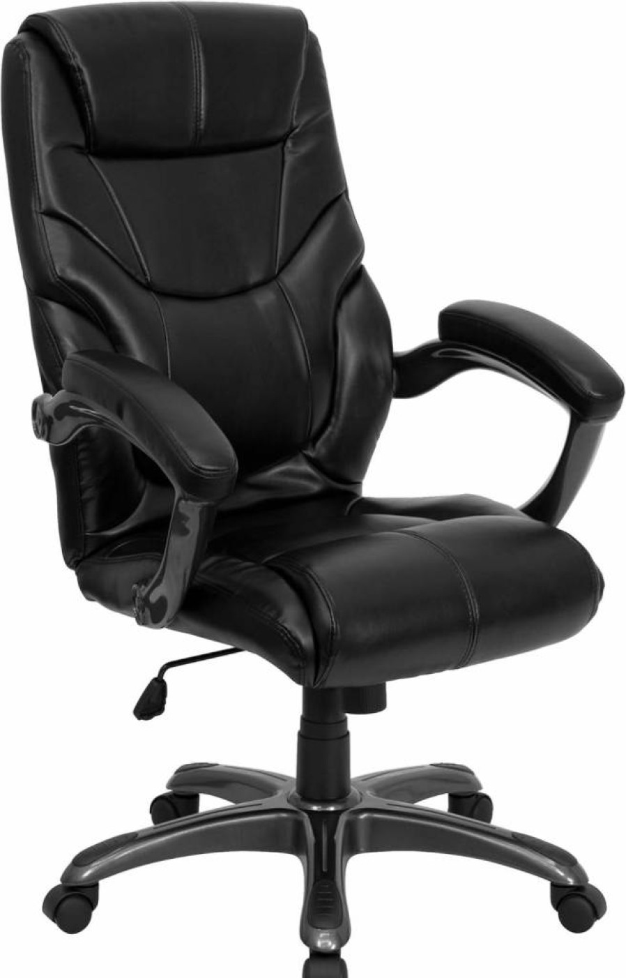 Flash Furniture Greer Ergonomic High-Back Executive Office Chair - Black LeatherSoft Swivel with Adjustable Arms