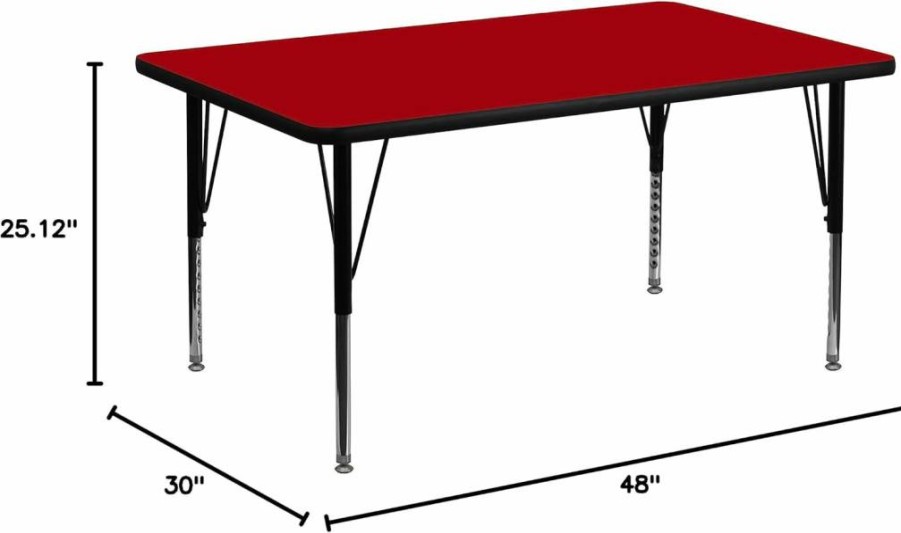 Flash Furniture 30x48 Inch Yellow Activity Table for Kids, 48" Length x 30" Width x 25" Height, Durable School Classroom Table