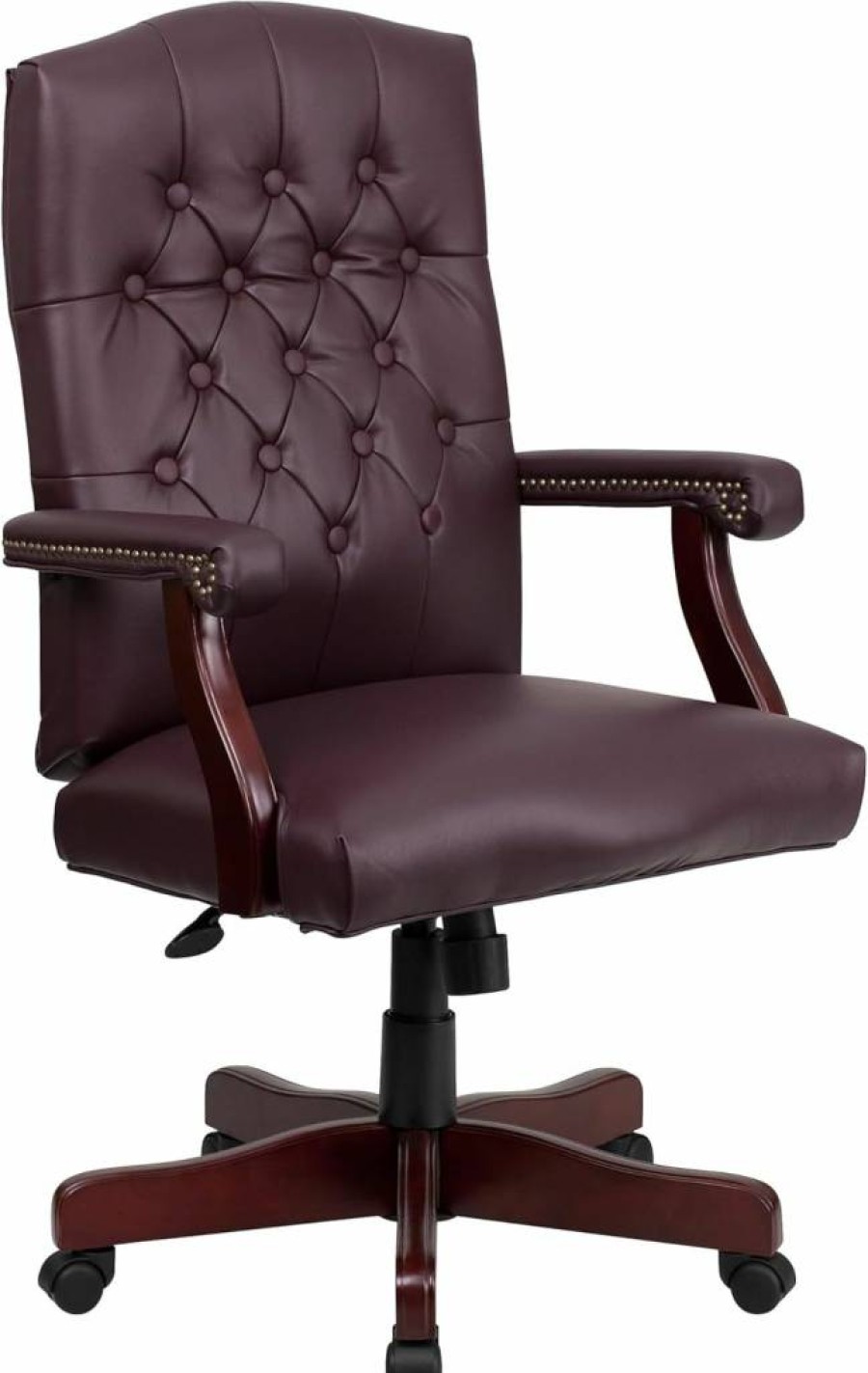 Flash Furniture Derrick Gray Fabric Tufted Swivel Office Chair with Driftwood Base - Traditional Home & Desk Ergonomic Chair