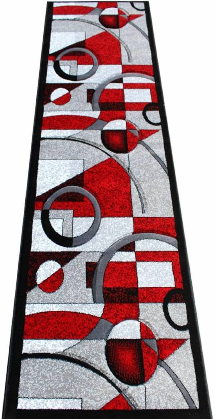 Flash Furniture Elias Collection Red Geometric Abstract Rug - 2x7 Feet Olefin Hallway Runner with Non-Slip Jute Backing for Entryway or Bedroom