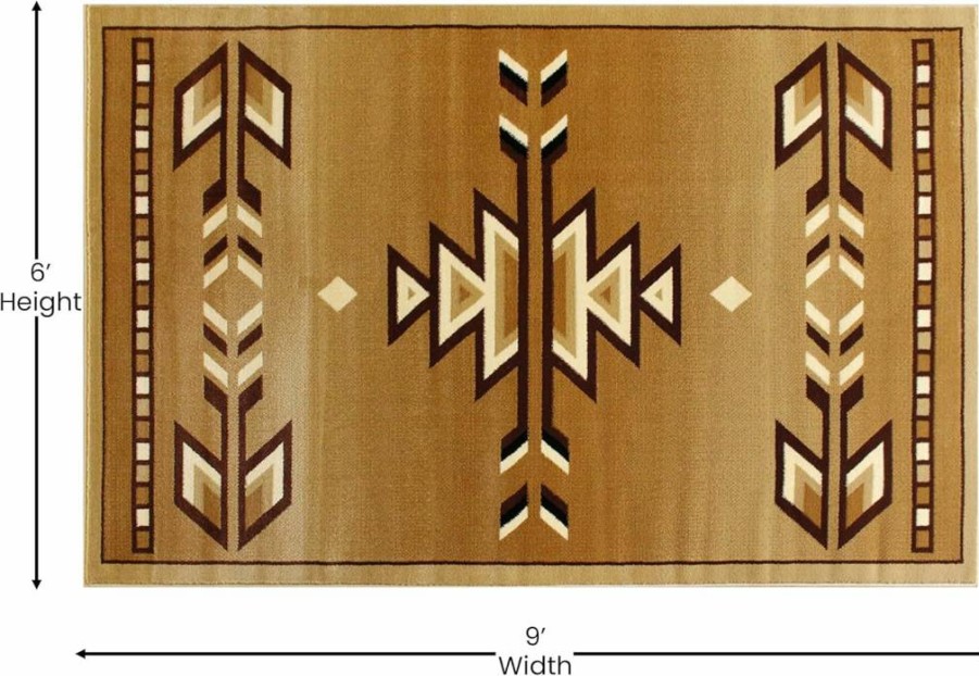 Flash Furniture Lodi Collection 2' x 3' Southwestern Brown Olefin Area Rug with Jute Backing - Low Pile for Hallway, Entryway, Bedroom, Living Room