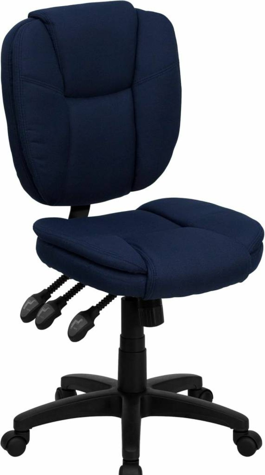 Flash Furniture Caroline Mid-Back Office Chair - Black Leathersoft Swivel Task Chair with Ergonomic Support & Pillow Top Cushioning